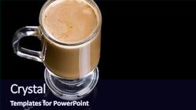  Presentation with cappuccino - Theme enhanced with coffee cappuccino in glassy mug background and a navy blue colored foreground
