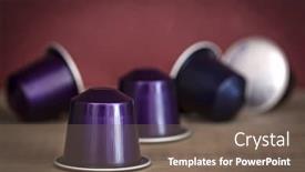  Presentation with capsules - Presentation theme having coffee-capsules-with-grunge-effects background and a violet colored foreground