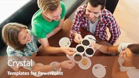  Presentation with awarding for students - Presentation featuring coffee chatting in college canteen background and a red colored foreground