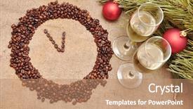  Presentation with new-year - Audience pleasing slides consisting of coffee clock from the grain five minutes before the new year backdrop and a coral colored foreground