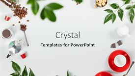  Presentation with coffee - PPT theme consisting of coffee-composition-on-light-grey background and a white colored foreground