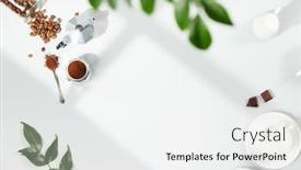  Presentation with light - PPT theme featuring coffee-composition-on-light-grey background and a white colored foreground