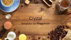  Presentation with wooden christian cross religious concept - Beautiful PPT theme featuring coffee concept cup and beans backdrop and a coral colored foreground