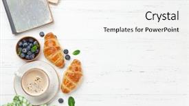  Presentation with berries - Cool new PPT layouts with coffee croissants and berries breakfast backdrop and a white colored foreground