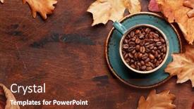  Presentation with leaves flat lay - Presentation design featuring coffee-cup-and-autumn-leaves background and a tawny brown colored foreground