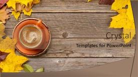  Presentation with leaves flat lay - Presentation design consisting of coffee-cup-and-autumn-leaves background and a coral colored foreground
