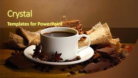  Presentation with coffee beans - Amazing presentation design having coffee-cup-and-beans-cinnamon backdrop and a tawny brown colored foreground