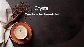  Presentation with coffee beans - Amazing PPT theme having coffee cup and beans backdrop and a wine colored foreground