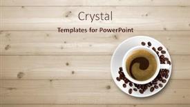  Presentation with grains - Amazing presentation having coffee cup and coffee grains on wooden table backdrop and a lemonade colored foreground