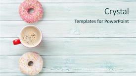  Presentation with coffee donuts - Slides with coffee cup and colorful donuts background and a sky blue colored foreground