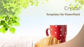  Presentation with croissant - PPT theme with coffee-cup-and-croissant background and a soft green colored foreground