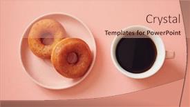  Presentation with donuts pink - Amazing PPT theme having coffee-cup-and-donuts backdrop and a lemonade colored foreground