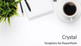  Presentation with flower office desk table - Presentation theme enhanced with coffee cup and flower top background and a pink colored foreground