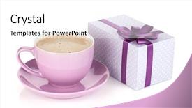  Presentation with coffee cup diary - Presentation theme enhanced with coffee cup and gift box background and a  colored foreground