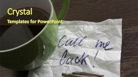  Presentation with napkin - PPT theme with coffee cup and napkin with message background and a tawny brown colored foreground