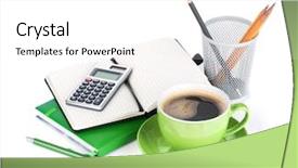  Presentation with coffee cup - Theme featuring eye catching - fishing background and a gray colored foreground.