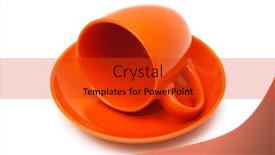  Presentation with cup coffee - Beautiful presentation theme featuring coffee-cup-and-saucer backdrop and a red colored foreground