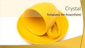  Presentation with cup coffee - Presentation theme with coffee-cup-and-saucer background and a yellow colored foreground