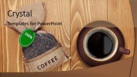  Presentation with ingredients brown sugar coffee beans - Slide set having coffee cup and small bag background and a  colored foreground