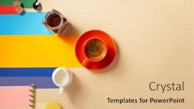  Presentation with hot and cold coffee cup - Audience pleasing theme consisting of coffee-cup-at-abstract-paper backdrop and a lemonade colored foreground