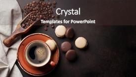  Presentation with coffee beans - Presentation theme consisting of coffee cup beans and macaroons background and a tawny brown colored foreground