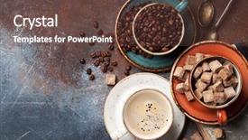  Presentation with coffee beans - Amazing theme having coffee cup beans and sugar backdrop and a  colored foreground