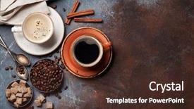  Presentation with coffee beans - PPT theme enhanced with coffee cup beans and sugar background and a tawny brown colored foreground