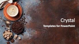  Presentation with ingredients brown sugar coffee beans - Slide deck consisting of coffee cup beans and sugar background and a tawny brown colored foreground