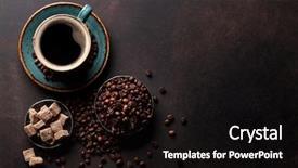  Presentation with coffee beans - Beautiful PPT theme featuring coffee cup beans and sugar backdrop and a black colored foreground