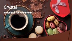  Presentation with coffee and sweet chocolate brownies - PPT layouts featuring coffee cup beans chocolate macaroons background and a tawny brown colored foreground