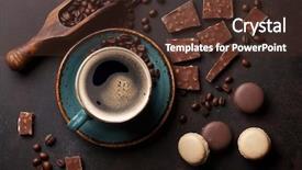  Presentation with coffee chocolate - Colorful slides enhanced with coffee cup beans chocolate backdrop and a tawny brown colored foreground