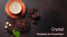  Presentation with chocolate cup cakes - Colorful presentation enhanced with coffee cup beans chocolate backdrop and a wine colored foreground