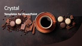  Presentation with coffee chocolate - Slide deck with coffee cup beans chocolate background and a dark gray colored foreground