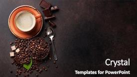  Presentation with coffee chocolate - Colorful presentation enhanced with coffee cup beans chocolate backdrop and a black colored foreground