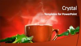  Presentation with hot and cold coffee cup - Audience pleasing presentation theme consisting of coffee cup of steaming coffee backdrop and a tawny brown colored foreground