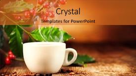  Presentation with flowers border - PPT theme enhanced with coffee cup of steaming coffee background and a gold colored foreground