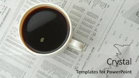  Presentation with cup coffee - Beautiful theme featuring coffee cup on a newspaper backdrop and a light gray colored foreground