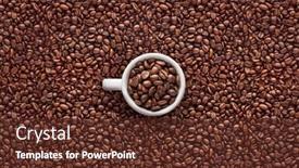  Presentation with coffee beans - PPT theme featuring coffee-cup-on-beans-seamless background and a tawny brown colored foreground