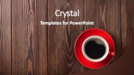  Presentation with cup coffee - Audience pleasing slide deck consisting of coffee cup on wooden table backdrop and a tawny brown colored foreground