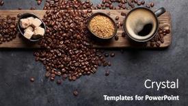  Presentation with coffee beans - Audience pleasing theme consisting of coffee-cup-sugar-and-roasted backdrop and a dark gray colored foreground
