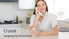  Presentation with cup coffee - PPT layouts having coffee cup using landline phone background and a soft green colored foreground