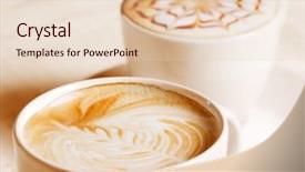  Presentation with artistic - Colorful PPT layouts enhanced with italian cappuccino - coffee cup with artistic cream backdrop and a lemonade colored foreground