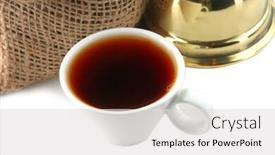  Presentation with coffee cup - Theme featuring coffee-cup-with-bag background and a light gray colored foreground