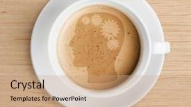  Presentation with cup coffee - Cool new presentation theme with coffee cup with brain refreshing backdrop and a coral colored foreground