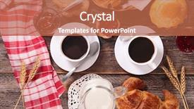  Presentation with croissant - Slide set enhanced with coffee cup with bread croissant and jam background and a coral colored foreground