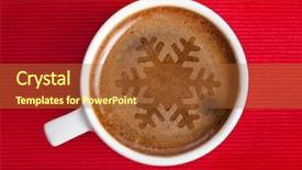  Presentation with christmas red - Cool new PPT layouts with coffee cup with christmas snow backdrop and a red colored foreground