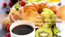  Presentation with croissant - Colorful presentation theme enhanced with coffee-cup-with-fresh-croissant backdrop and a yellow colored foreground