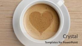  Presentation with shape heart - Presentation theme featuring coffee cup with heart shape background and a coral colored foreground