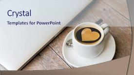  Presentation with hotel technology - Presentation with coffee cup with heart shape background and a  colored foreground