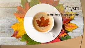  Presentation with coffee cup diary - Audience pleasing PPT layouts consisting of coffee cup with maple symbol backdrop and a coral colored foreground